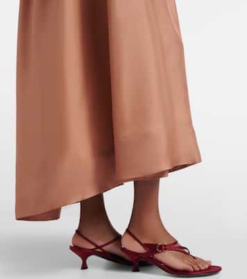 Heather pleated silk twill maxi dress | Asceno