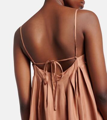 Heather pleated silk twill maxi dress | Asceno