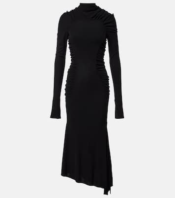 Gathered asymmetric jersey midi dress | Victoria Beckham