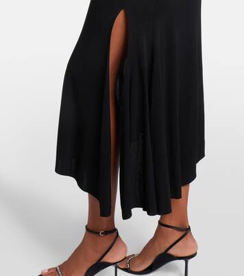 Gathered asymmetric jersey midi dress | Victoria Beckham