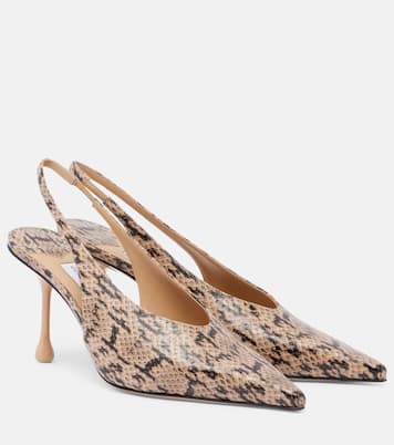 Isa snake-effect leather slingback pumps | Jimmy Choo