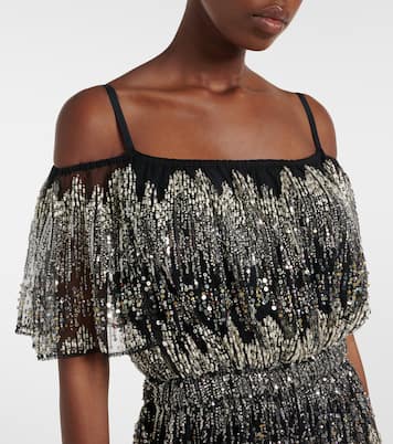 Embellished off-shoulder gown | Rabanne