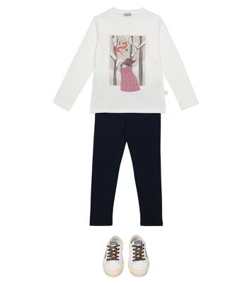 Wool-trimmed printed cotton jersey top | Il Gufo