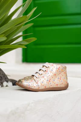 Baby Stand-Up metallic leather booties | Pom d'Api
