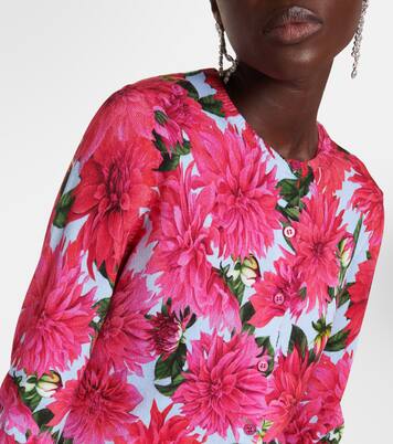 Floral cotton-blend cardigan | Oscar de la Renta