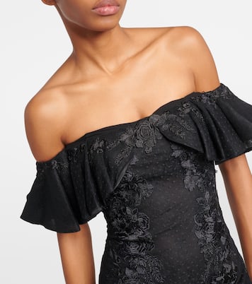 Ruffled lace and tulle gown | Costarellos