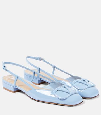 VLogo Signature leather slingback flats | Valentino Garavani