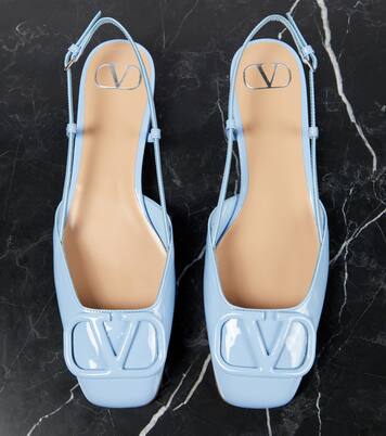 VLogo Signature leather slingback flats | Valentino Garavani