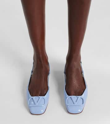 VLogo Signature leather slingback flats | Valentino Garavani
