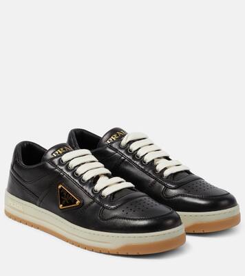 Downtown leather low-top sneakers  | Prada