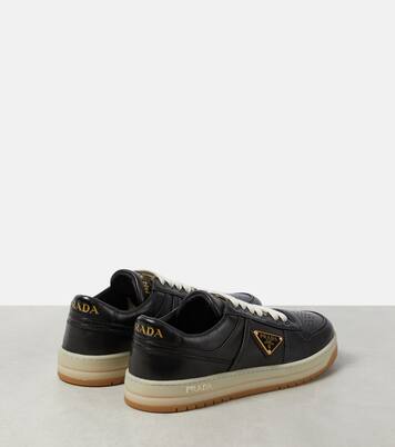 Downtown leather low-top sneakers  | Prada
