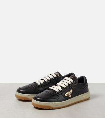 Downtown leather low-top sneakers  | Prada