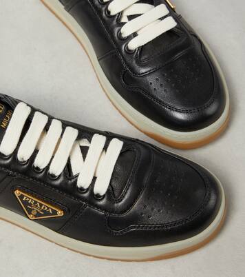 Downtown leather low-top sneakers  | Prada