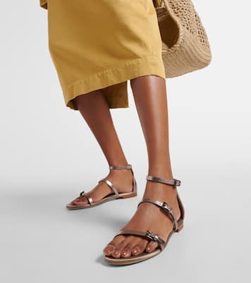 Sandalen aus Metallic-Leder | Max Mara