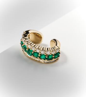 Boucle d'oreille Lola en or 18 ct, émeraudes et diamants | Anita Ko