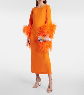 Robe midi Del Lago en crêpe à plumes | Taller Marmo