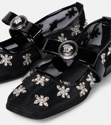  Gianni Ribbon embellished ballet flats | Versace