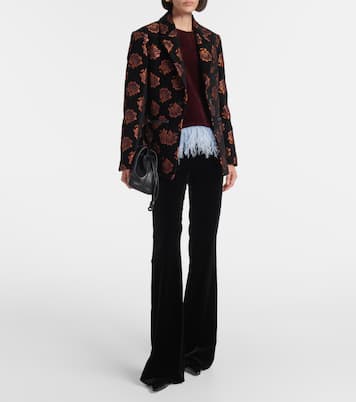 La Scala feather-trimmed cotton velvet top | La DoubleJ