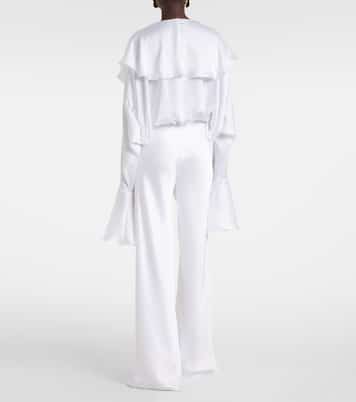 Pantalon droit à taille haute en satin | Norma Kamali