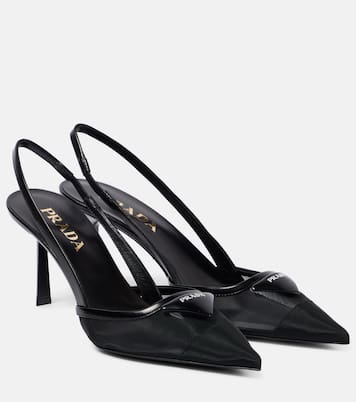 Pumps slingback 75 in mesh e pelle | Prada