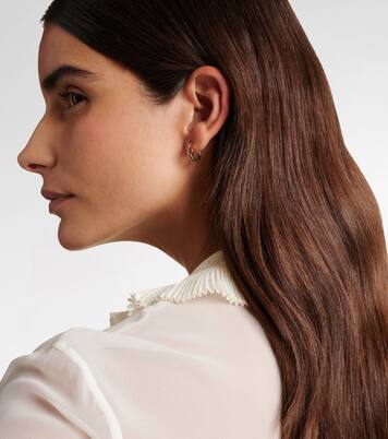 14kt gold single hoop earring with diamonds and sapphire | Roxanne First