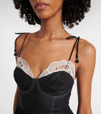 Midikleid aus Leinen mit Spitze | Farm Rio