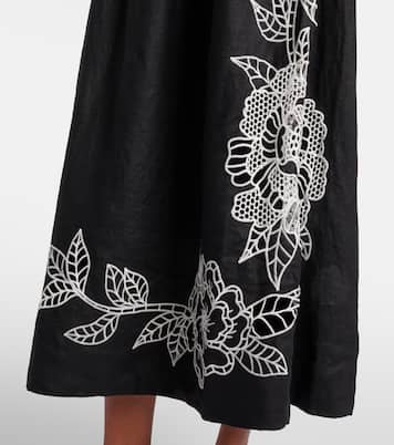 Midikleid aus Leinen mit Spitze | Farm Rio