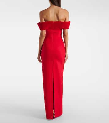 Robe longue en laine mélangée et velours | David Koma