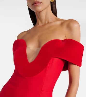 Robe longue en laine mélangée et velours | David Koma