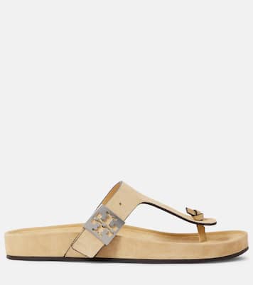 Sandalen Double T aus Veloursleder | Tory Burch