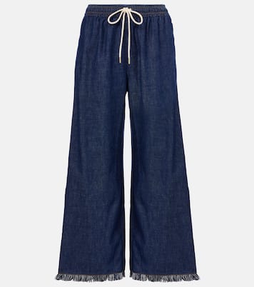Rhiannon fringed denim wide-leg jeans | Zimmermann