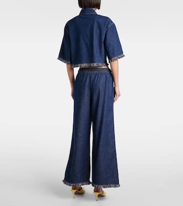 Rhiannon fringed denim wide-leg jeans | Zimmermann