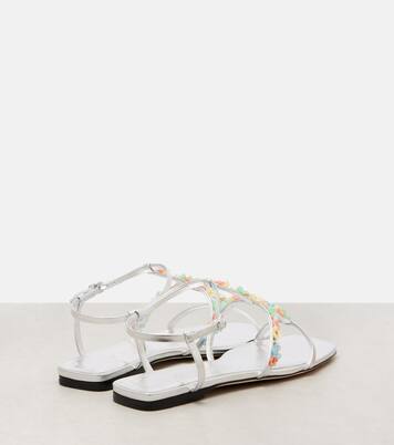 Gwyn Daisy floral-appliqué leather sandals | Jimmy Choo