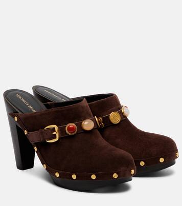 Giana embellished suede platform mules | Veronica Beard