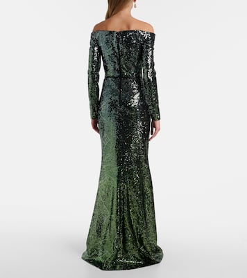 Robe longue en soie mélangée à sequins | Elie Saab