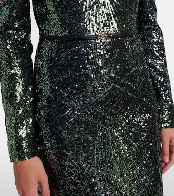 Robe longue en soie mélangée à sequins | Elie Saab