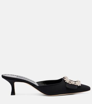 Maysale Jewel 50 crêpe de chine mules | Manolo Blahnik