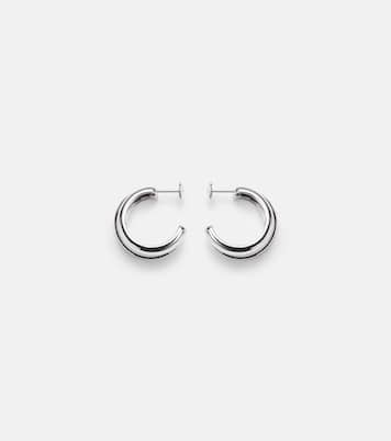 Un Deux Trois Lisse 9kt white gold hoop earrings with diamonds  | Yvonne Léon