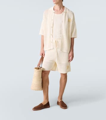 Crochet floral-appliqué open-knit shirt | Commas