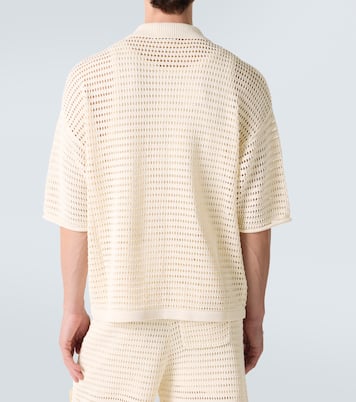 Crochet floral-appliqué open-knit shirt | Commas
