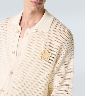 Crochet floral-appliqué open-knit shirt | Commas