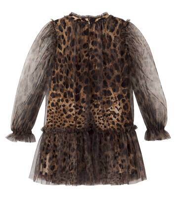 Leopard-print ruffled tulle dress | Dolce&Gabbana Kids