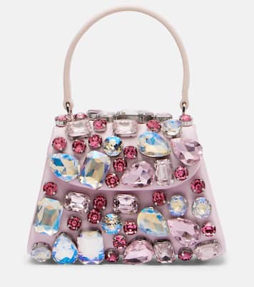 Mini embellished satin top-handle bag | Self-Portrait