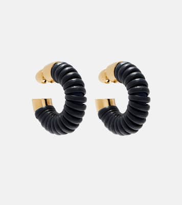 Leather-trimmed hoop earrings | Alaïa