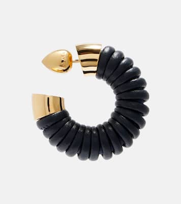 Leather-trimmed hoop earrings | Alaïa