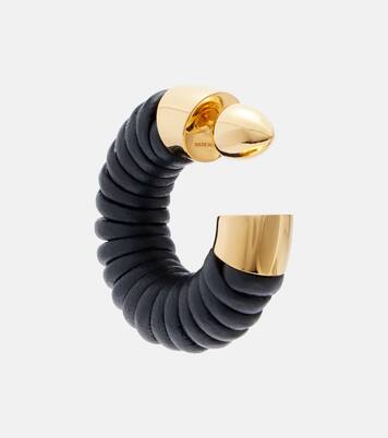 Leather-trimmed hoop earrings | Alaïa