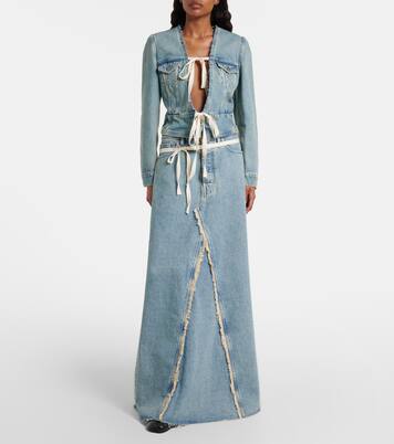 Frayed denim maxi skirt | Maison Margiela