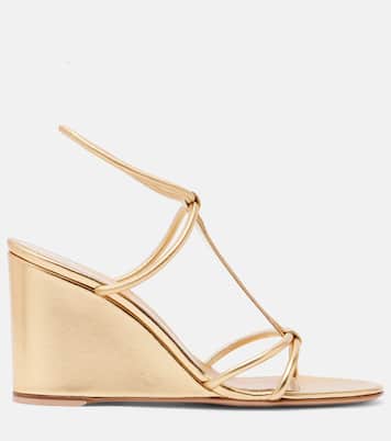 Metallic leather wedge sandals | Gianvito Rossi