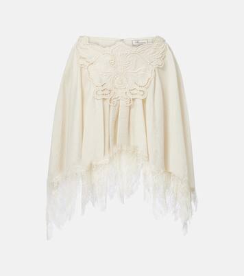 Embroidered lace-trimmed miniskirt | Blumarine