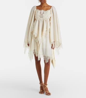 Embroidered lace-trimmed miniskirt | Blumarine